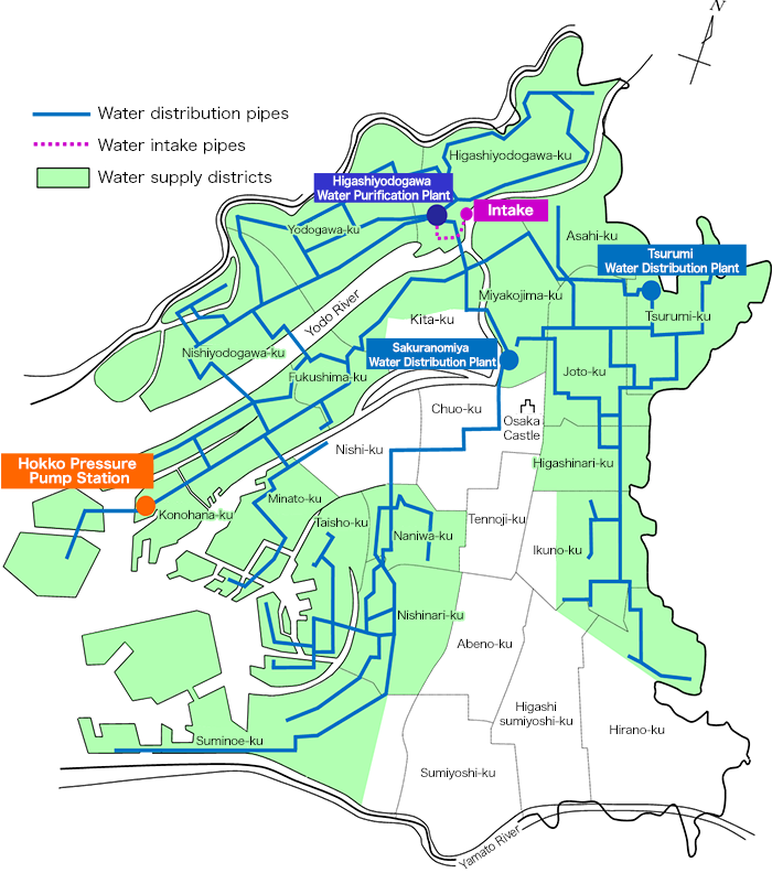 Osaka City industrial water supply districts