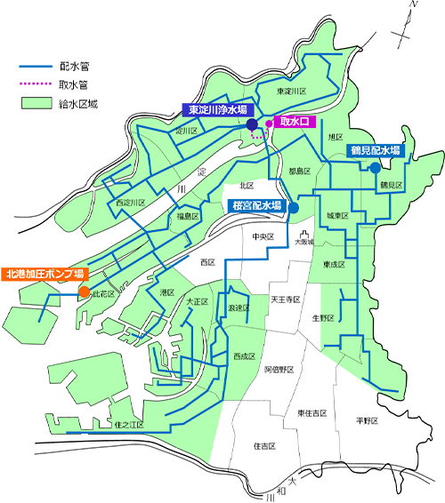 大阪市工業用水道給水区域