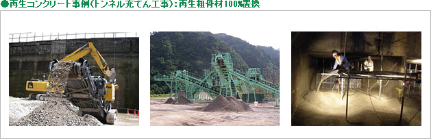 再生コンクリート事例(トンネル充てん工事):再生粗骨材100%置換