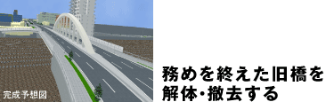 務めを終えた旧橋を解体・撤去する