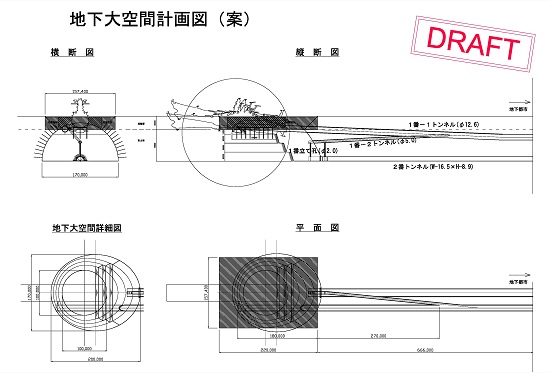 図6：地下大空間計画図（DRAFT）　（C）2012 宇宙戦艦ヤマト2199 製作委員会／前田建設工業株式会社
