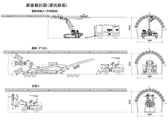 図8：導坑断面検討図　（C）2012 宇宙戦艦ヤマト2199 製作委員会／前田建設工業株式会社