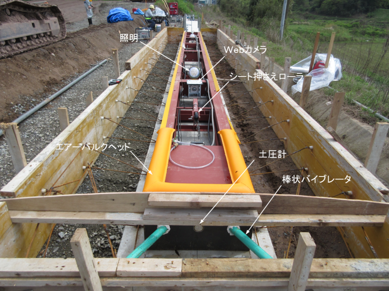 写真1：多機能式スライド型枠（実証実験時）